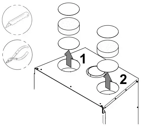 Ventis HE275CF Wood Fireplace VB00017 - Remove the knockouts that close the 8 inch