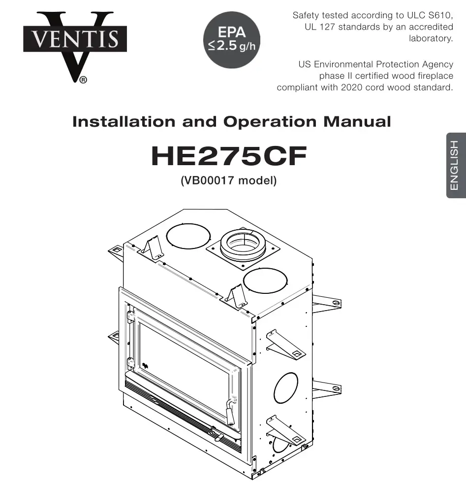 Ventis HE275CF Wood Fireplace VB00017 User Manual