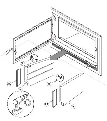 Ventis HE275CF Wood Fireplace VB00017 - Using a power driver, remove the refractory