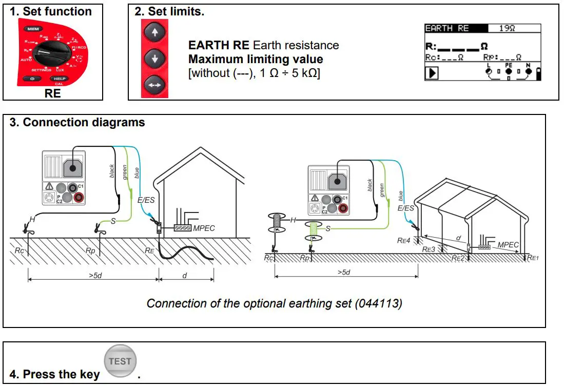 BENNING IT 130 TRUE RMS Installation Tester User Guide - Earth resistance