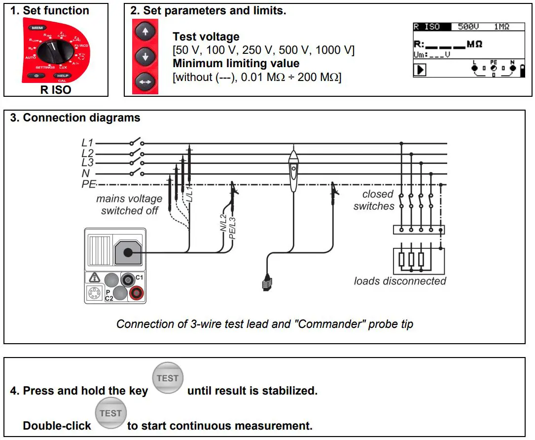 BENNING IT 130 TRUE RMS Installation Tester User Guide - Insulation Resistance
