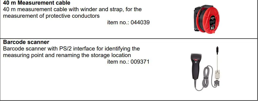 BENNING IT 130 TRUE RMS Installation Tester User Guide - Optional accessories