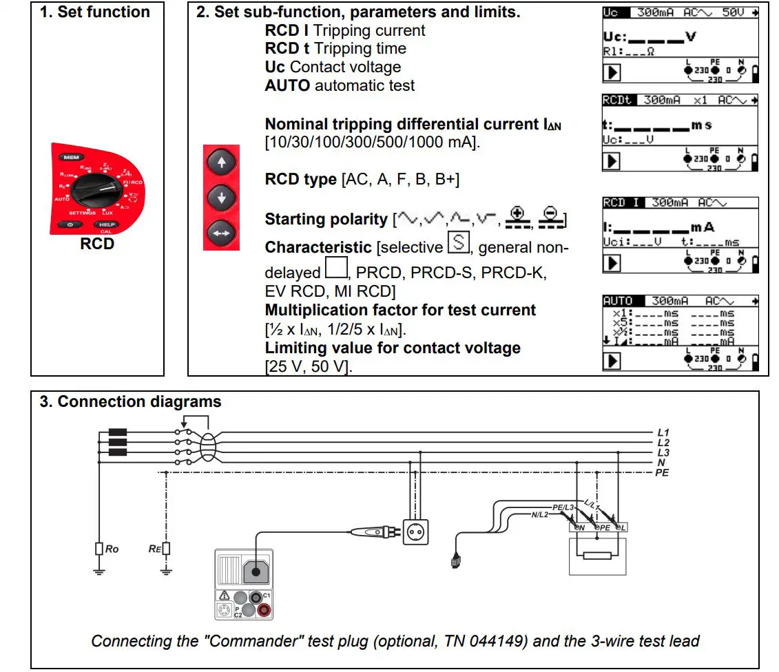 BENNING IT 130 TRUE RMS Installation Tester User Guide - Residual current operated device