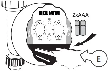 HOLMAN Low Pressure Tap Timer CO1603 - BATTERY