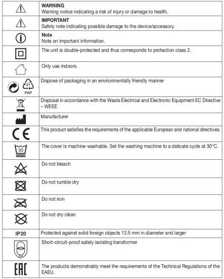 beurer MG 153 4D Neck Massager - symbols