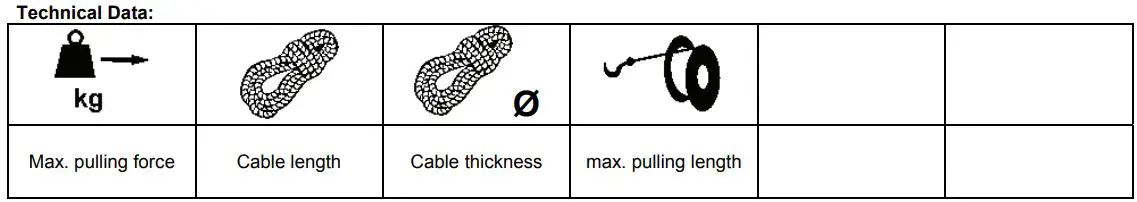 Gude GHS 1000 Manually Controlled Lever Winch Instruction Manual - Signs on Unit