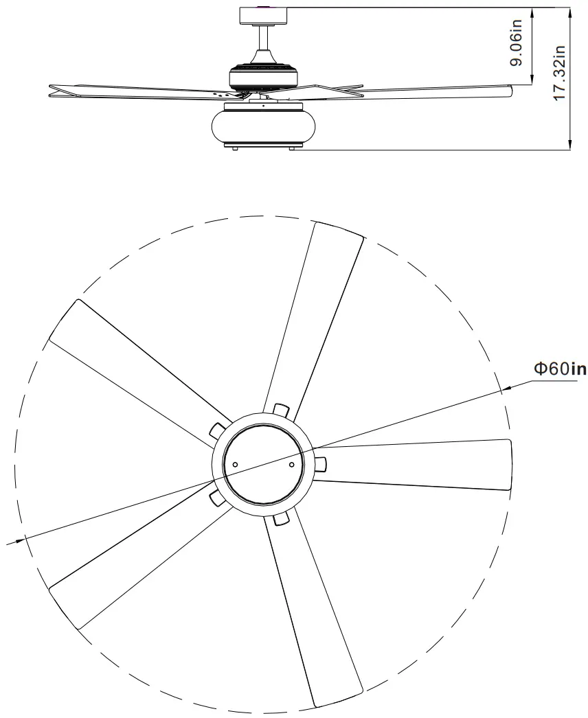 Parrot Uncle F8239110V 60 Inch Stain Nickel Indoor Ceiling Fan - Fig 11