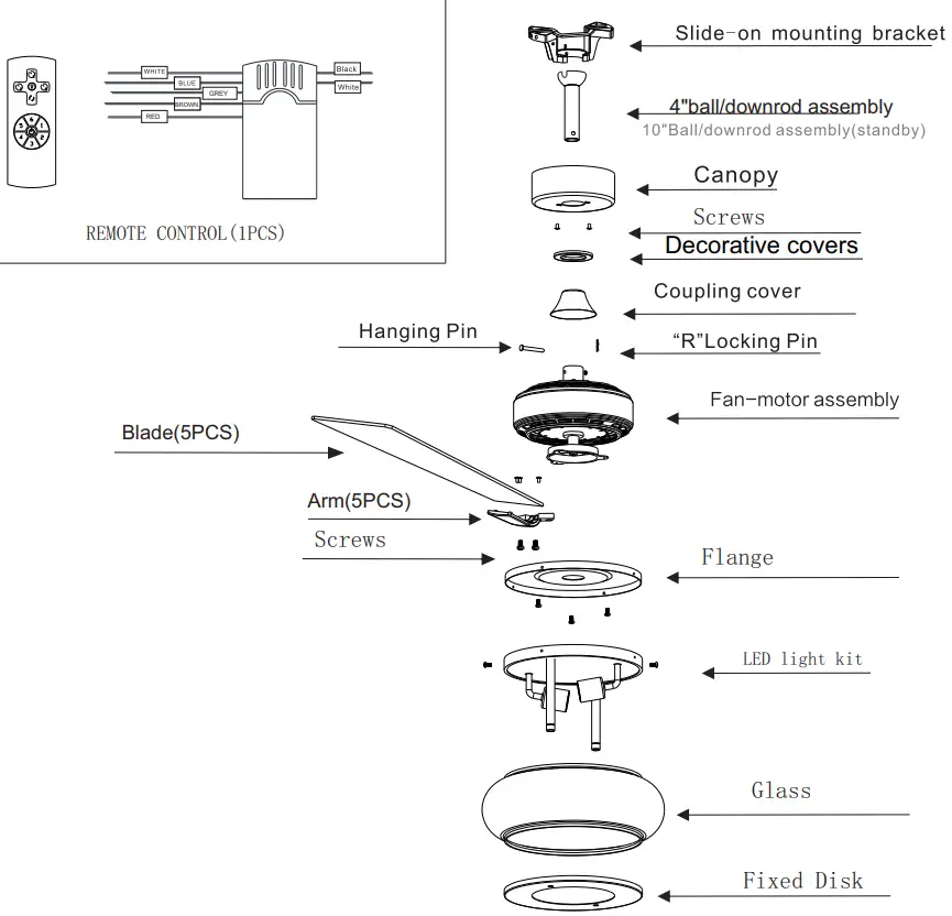 Parrot Uncle F8239110V 60 Inch Stain Nickel Indoor Ceiling Fan - Overview