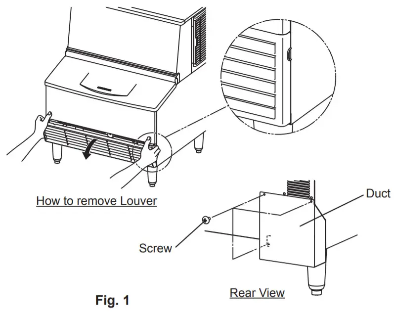 HOSHIZAKI Self-Contained Crescent Cuber- Machine rear panel using the three screws provided1