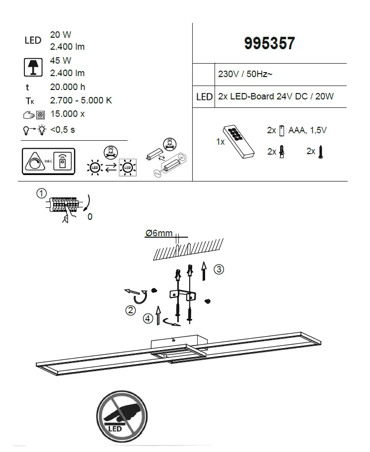 LeuchtenDireckt 14019-55 IVEN LED Ceiling Light fig 1