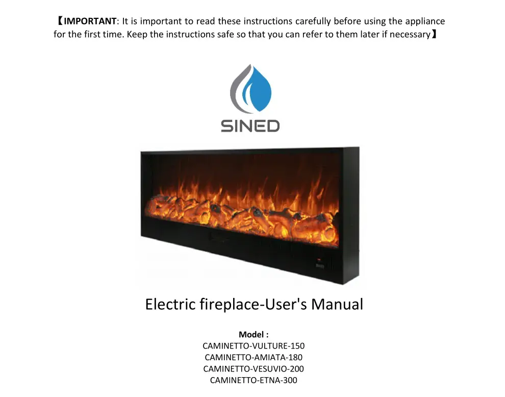 SINED CAMINETTO Series Electric Fireplace User Manual