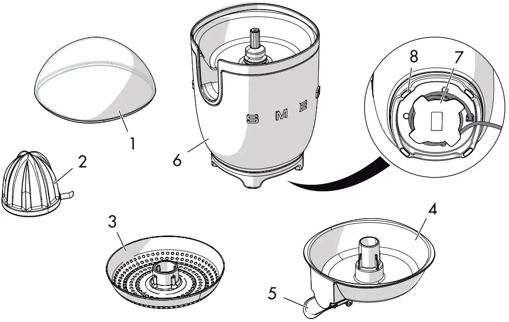 Smeg CJF01PGUS 50 s Retro Style White Slow Juicer - Figure 1