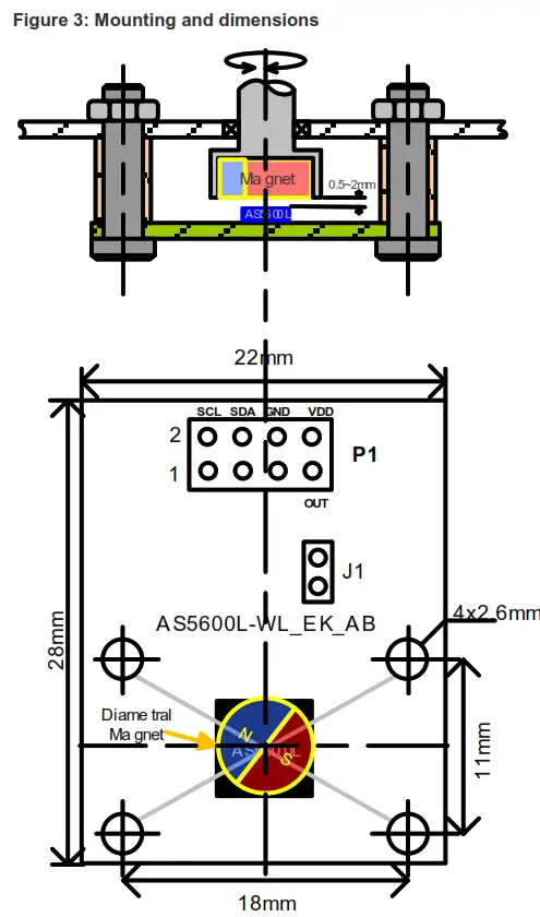 ams AS5600L Adapter Board - adapter board