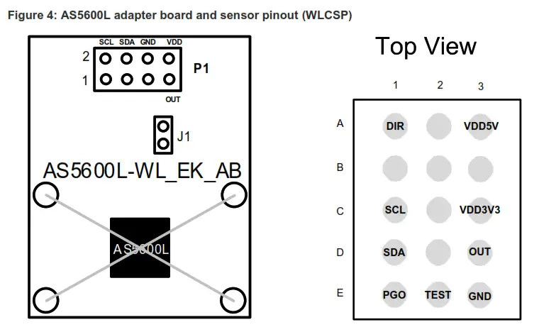 ams AS5600L Adapter Board - pinout
