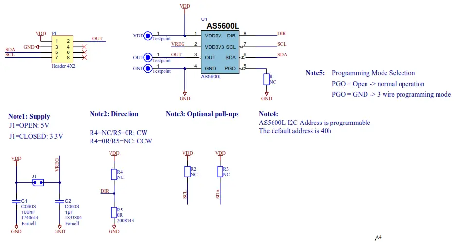ams AS5600L Adapter Board - schematics