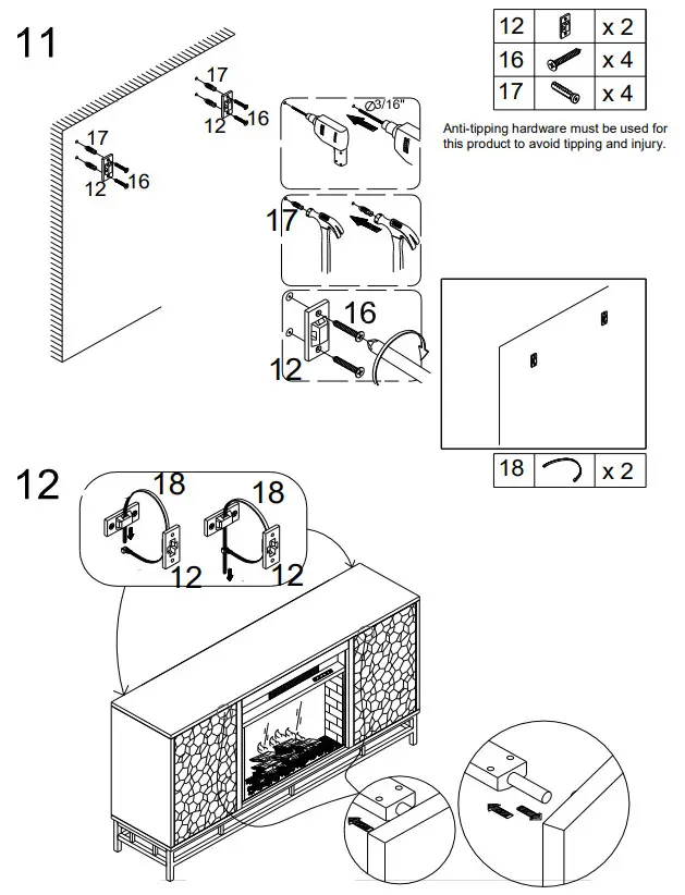 Southern ENTERPRISES HD053752 Berramy 54.25 in. Smart Electric Fireplace in Gray - 12