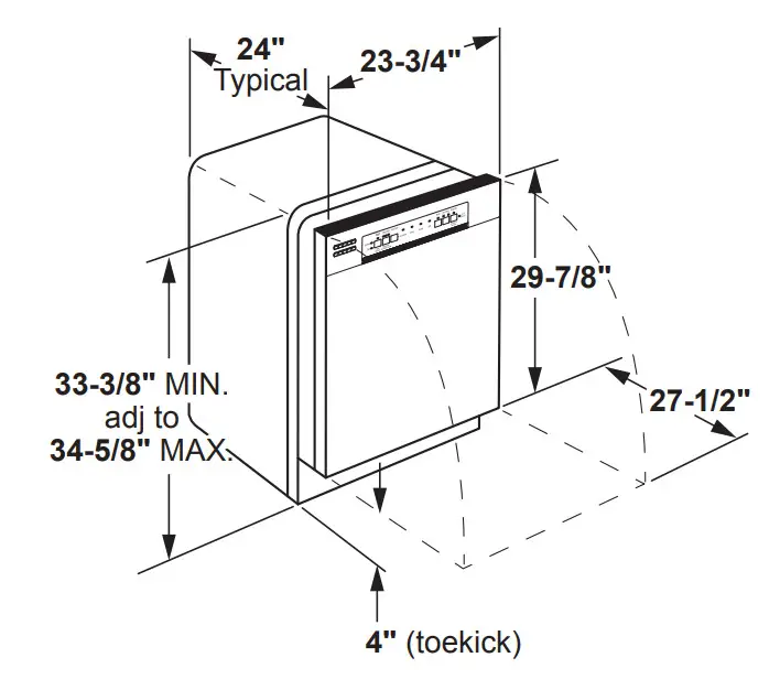 GE GDF530PGM-PSM-PMM Dishwasher - DIMENSIONS