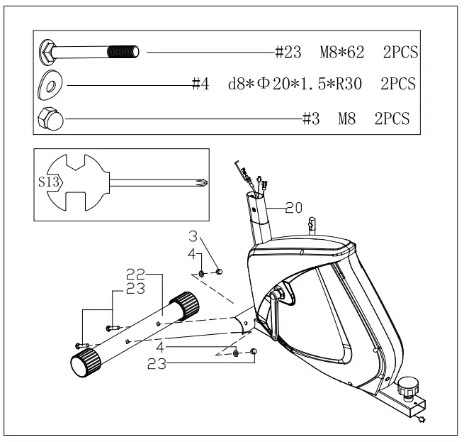 snode R16 Magnetic Recumbent Exercise Bike - fig 2