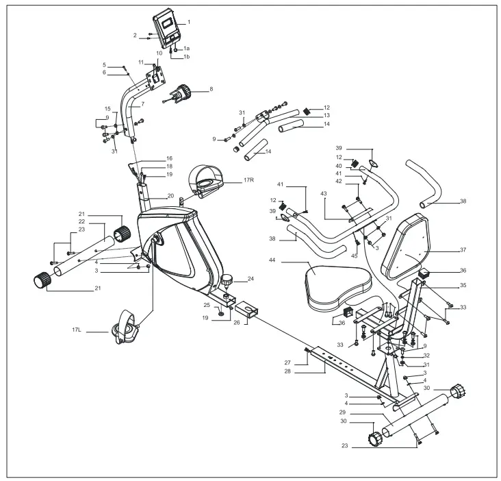 snode R16 Magnetic Recumbent Exercise Bike - fig