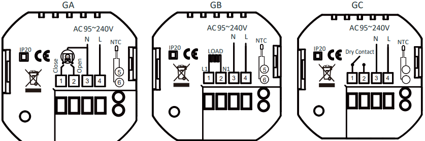 Moes BHT 006 Series Thermostat - WIRING