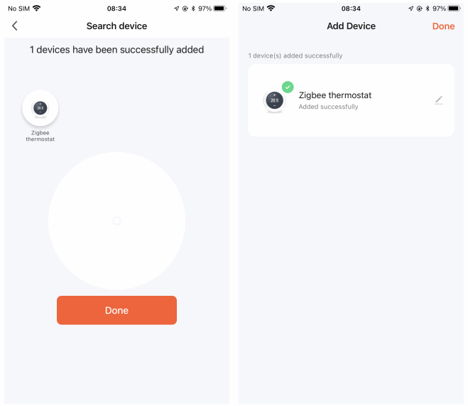 Moes BHT 006 Series Thermostat - device successfully