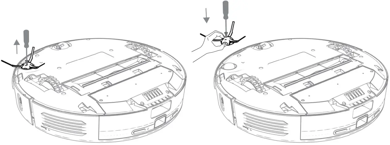 eta TWINS Robot Vacuum Cleaner - CLEANING THE SIDE BRUSH
