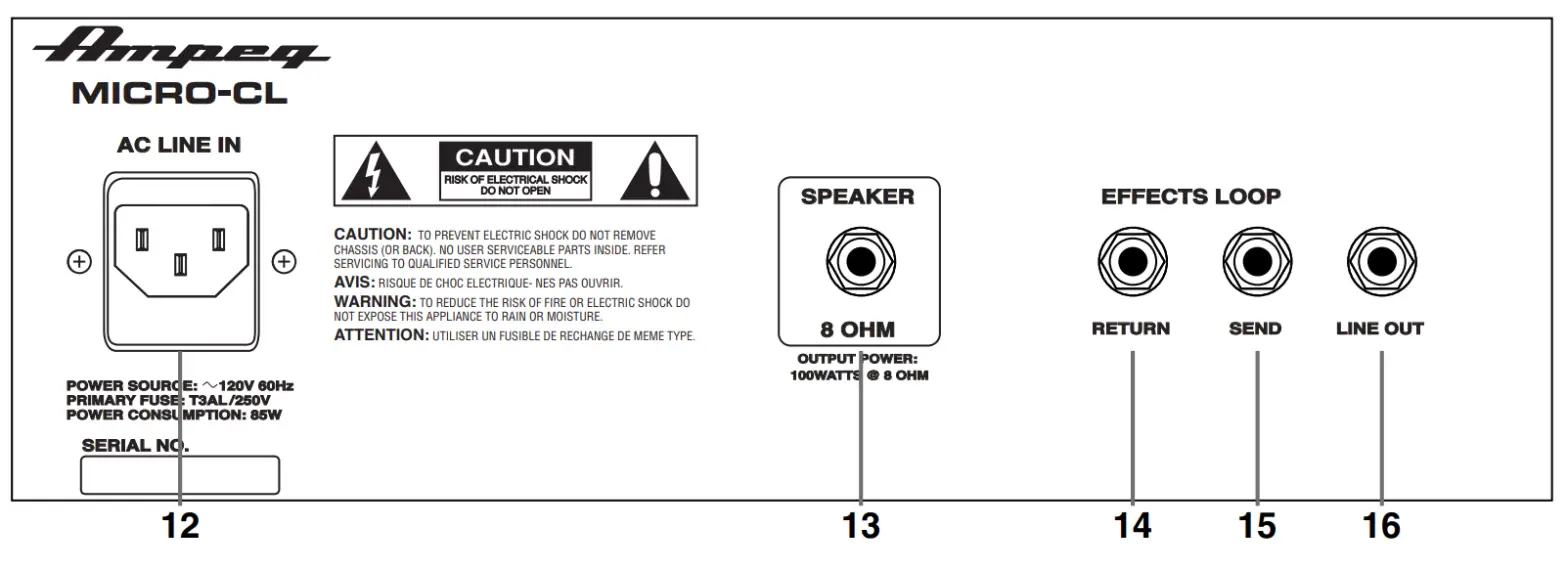 Ampeg MICRO-CL Stack Bass Amplifier - Panel2