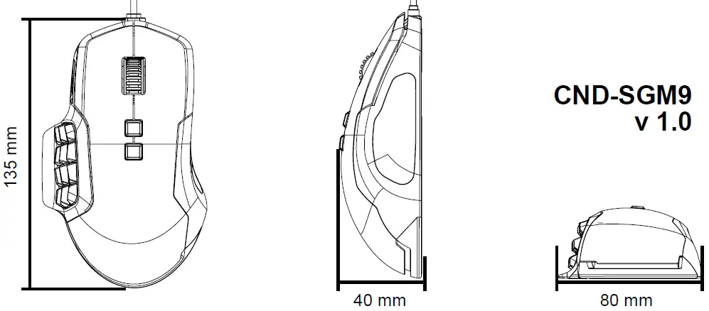 CANYON Gaming Mouse CND-SGM9 physical characteristics