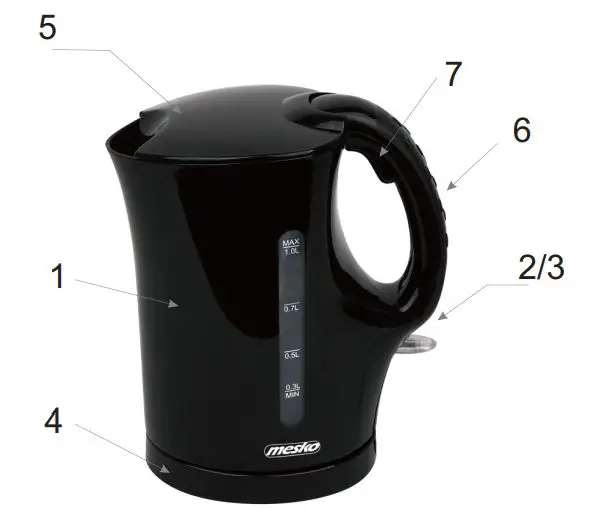 ADLER MS1284 Mesko Kettle plastic 1,0 L fig1