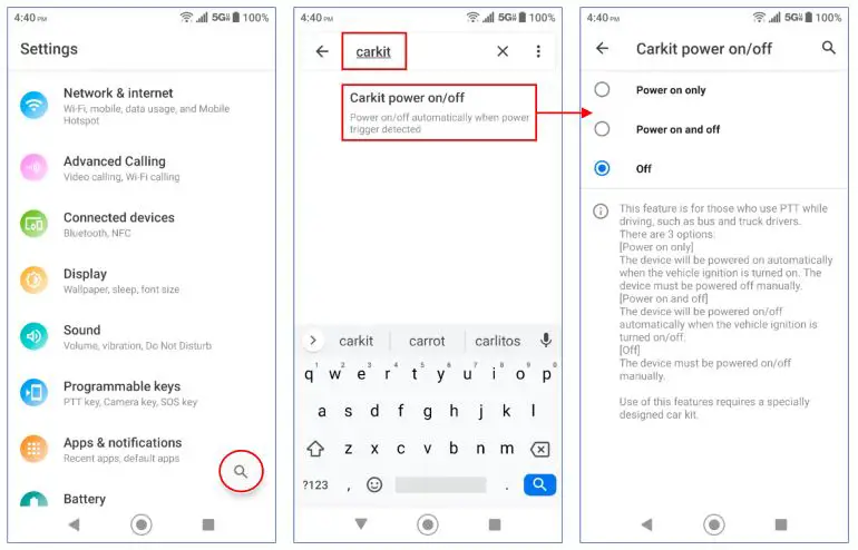 KyOCERa Duraforce Ultra 5g Uw - Carkit Power On or Off