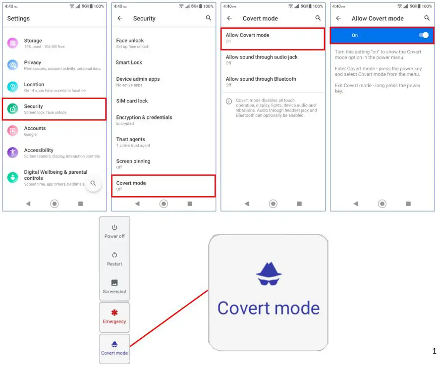 KyOCERa Duraforce Ultra 5g Uw - Covert Mode