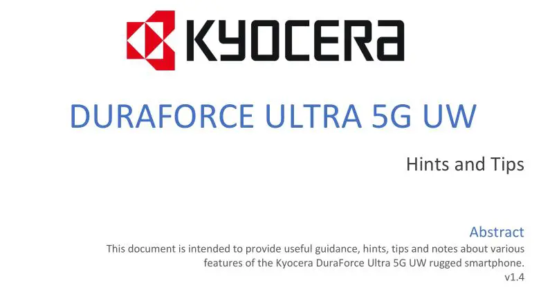 KyOCERa Duraforce Ultra 5g Uw User Manual