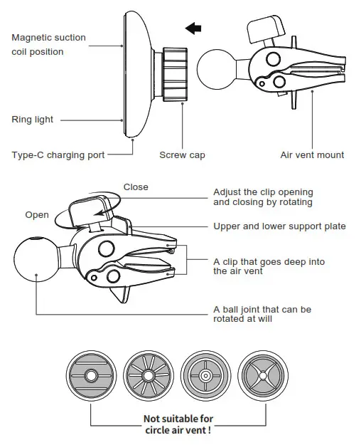 ACEFAST MG3 D3 Magnetic Wireless Charging Car Holder