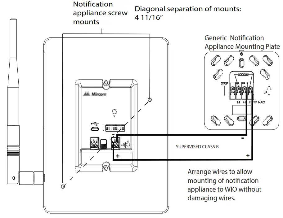 Mircom WR 3001W Wireless Input Output Unit - Appliance Wiring