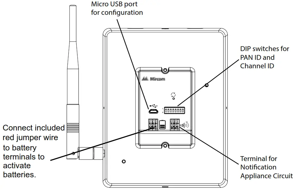 Mircom WR 3001W Wireless Input Output Unit - DIP Switches