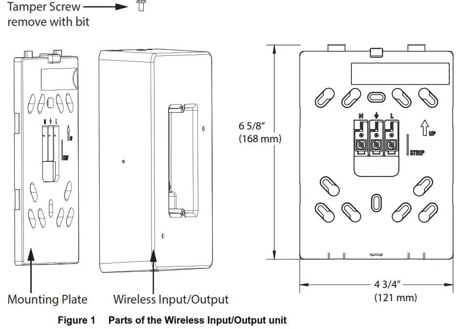 Mircom WR 3001W Wireless Input Output Unit - Parts and Dimensions