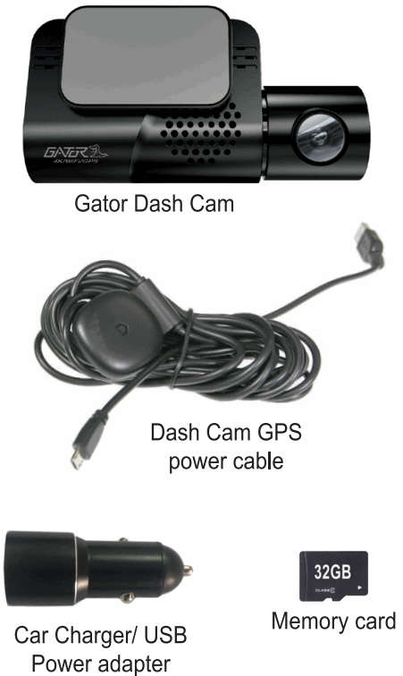 GATOR G4KDVR30 4K Ultra HD Dash Cam WiFi - System contents