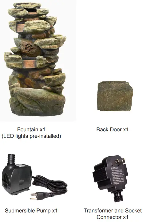 ALPINE TZL199 Rainforest Floor Fountain with LED Lights and Bluetooth Speaker - INCLUDED