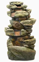 ALPINE TZL199 Rainforest Floor Fountain with LED Lights and Bluetooth Speaker - back door