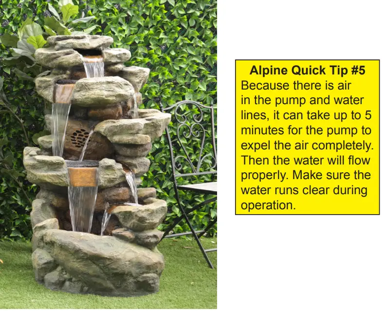 ALPINE TZL199 Rainforest Floor Fountain with LED Lights and Bluetooth Speaker - water