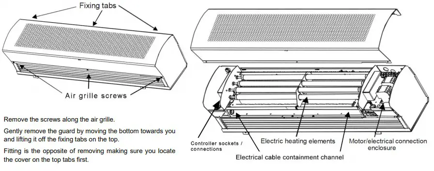 BN Thermic HCA2 Air Curtain Instructions REMOVING FRONT COVER