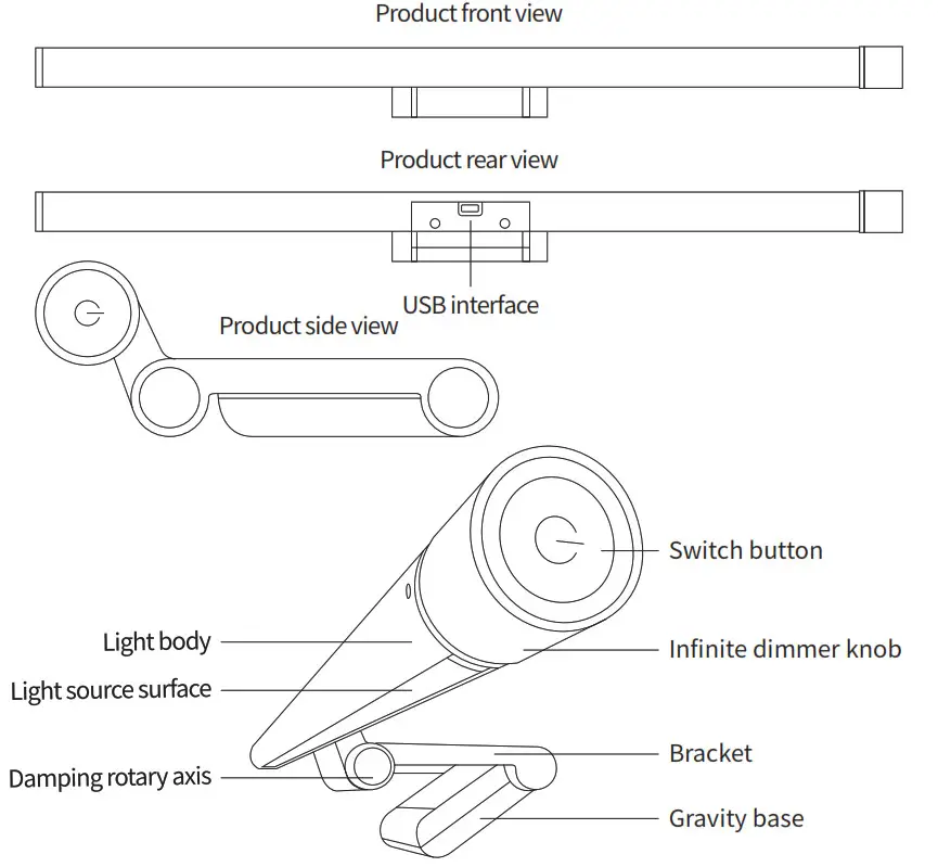 Baseus USB Stepless Dimming Screen Haging Light---