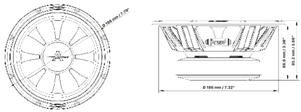 APOCALYPSE APn W81A Mid Bass Speakers - DIMENSIONS