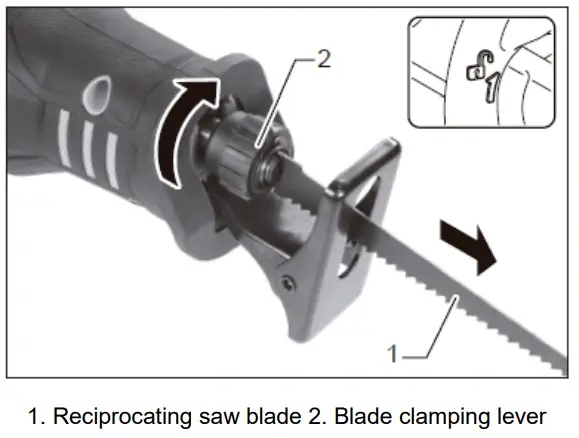TOTAL TRSLI1151 Li ion Reciprocating Saw - blade clamping