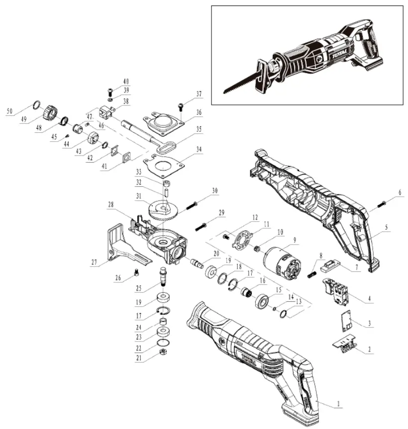TOTAL TRSLI1151 Li ion Reciprocating Saw - fig 8