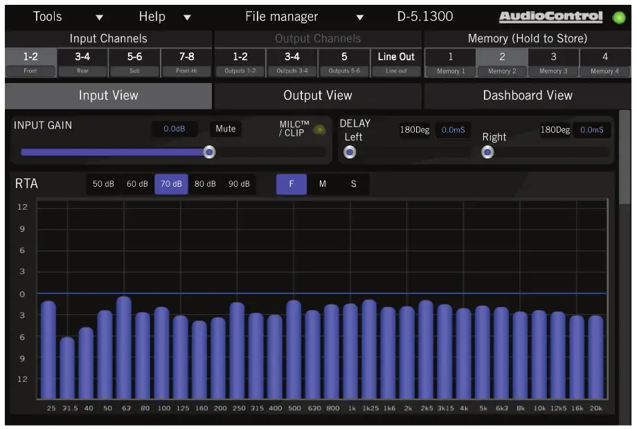 AudioControl D 5 1300 High Power Multi Channel Amplifier - Input View1