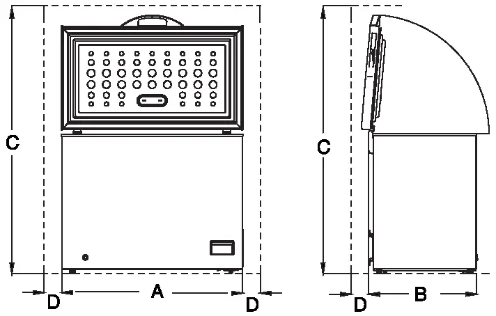 GODDESS FTE 2145 WW8E Freezer -Space Requirement