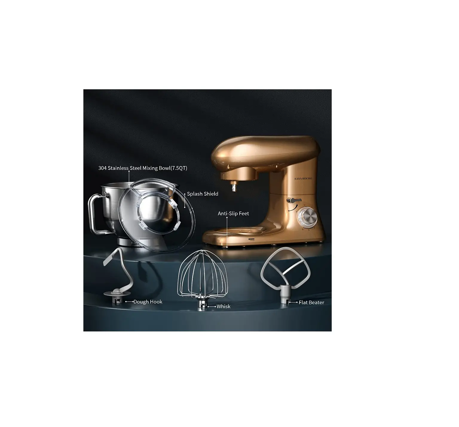 Sasa Rocoo 7.5qt Speed Tilt-head Food Mixer Instruction Guide