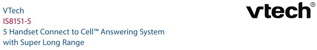 Vtech 5-Handset Expandable Cordless Phone IS8151-5 Specifications Manual