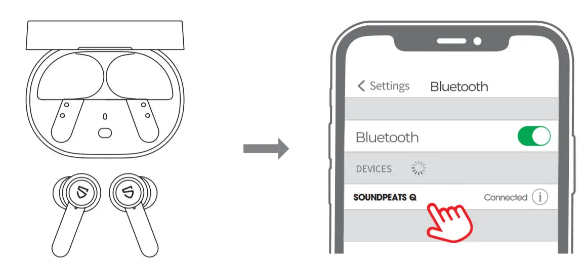 SOUNDPEATS Q Earbuds - Pairing